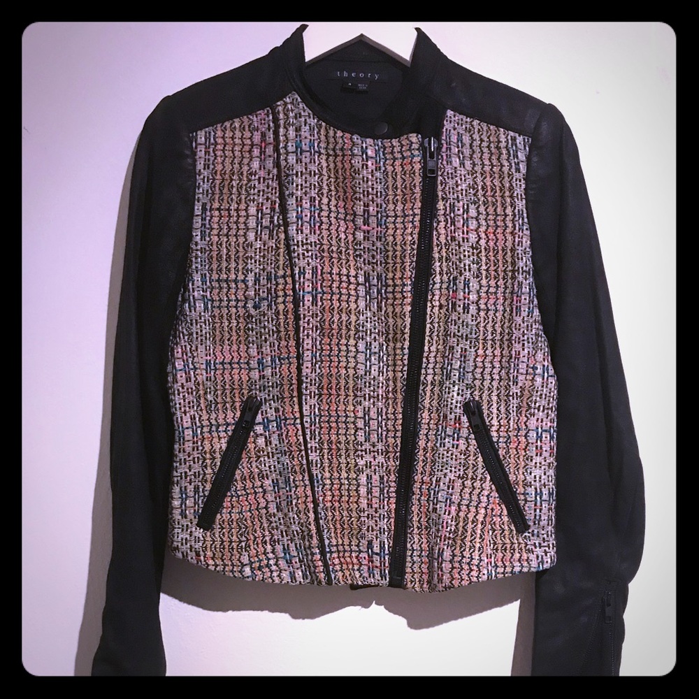 Theory tweed moto jacket